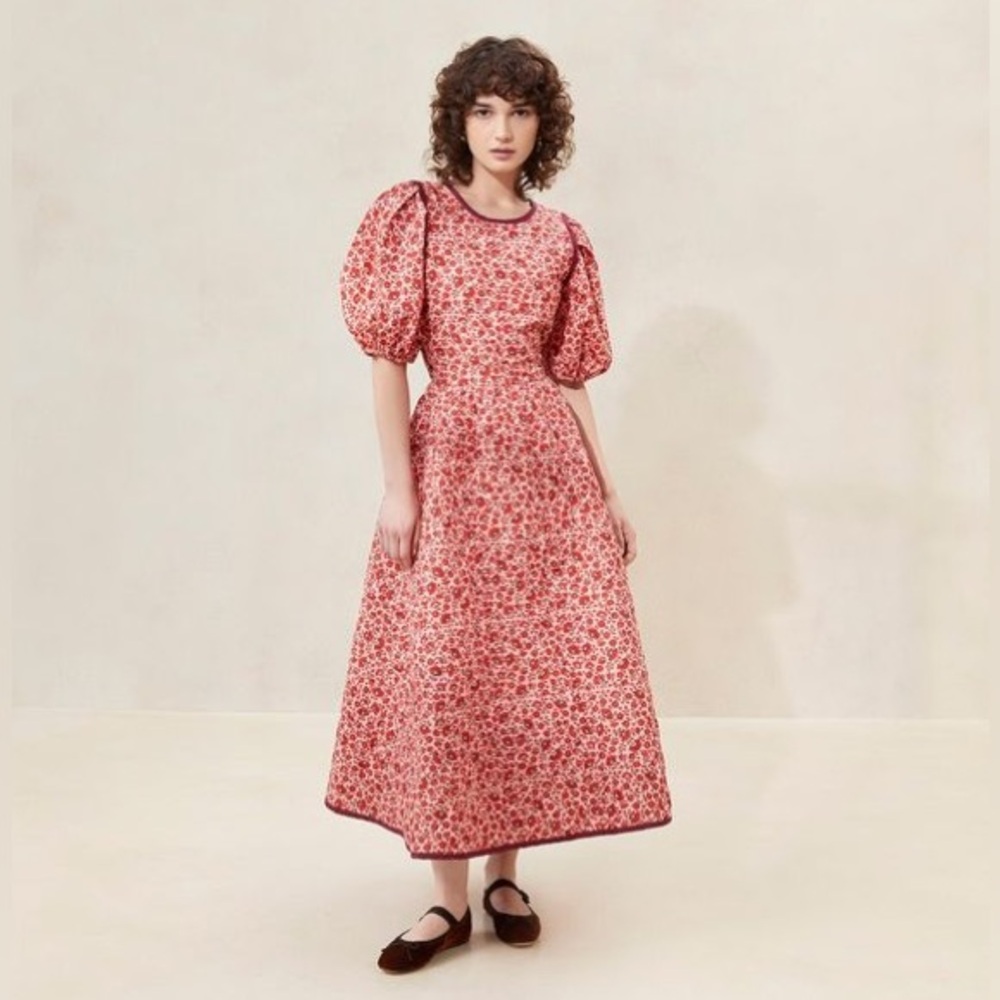 Loeffler Randall Lottie Blush Floral Quilted Dress in red
